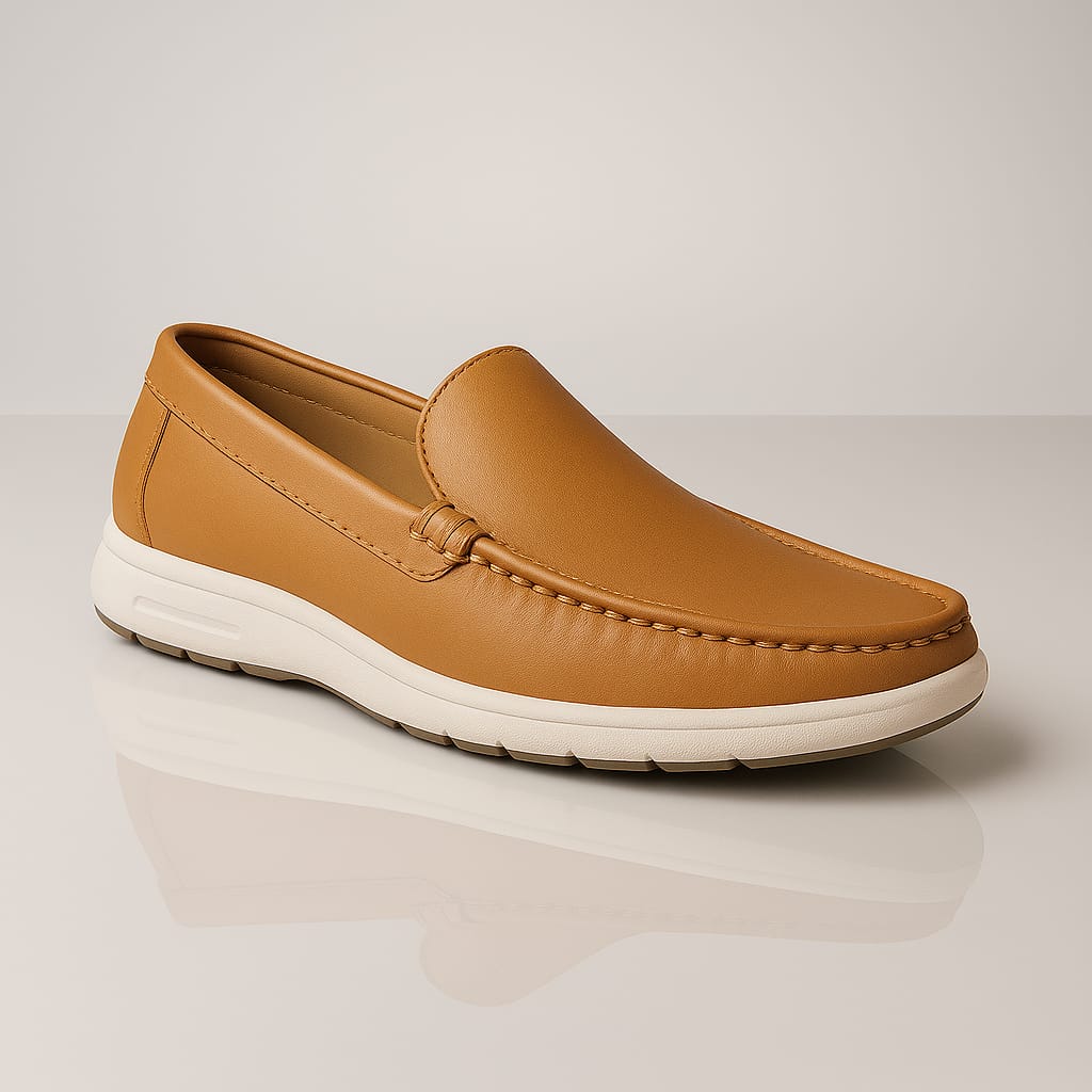 Tan Leather "Monza" Comfort Loafers