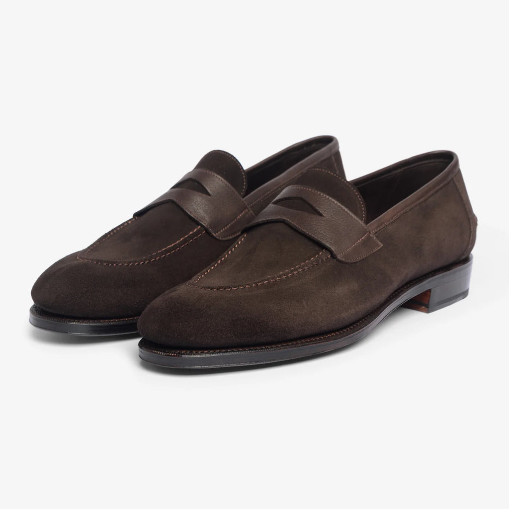 Bitter Choco Sued Unlined Penny Loafer - Bellora Italia