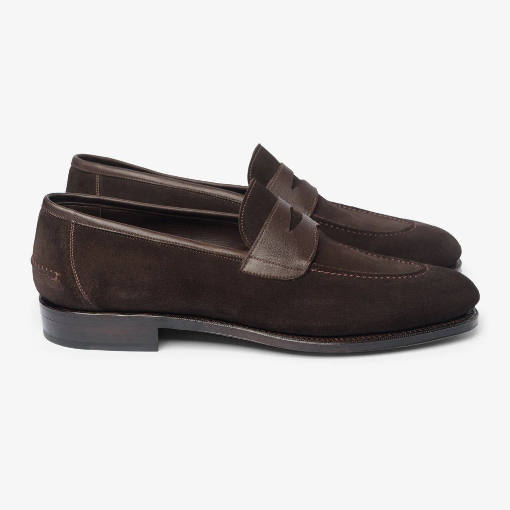 Bitter Choco Sued Unlined Penny Loafer - Bellora Italia