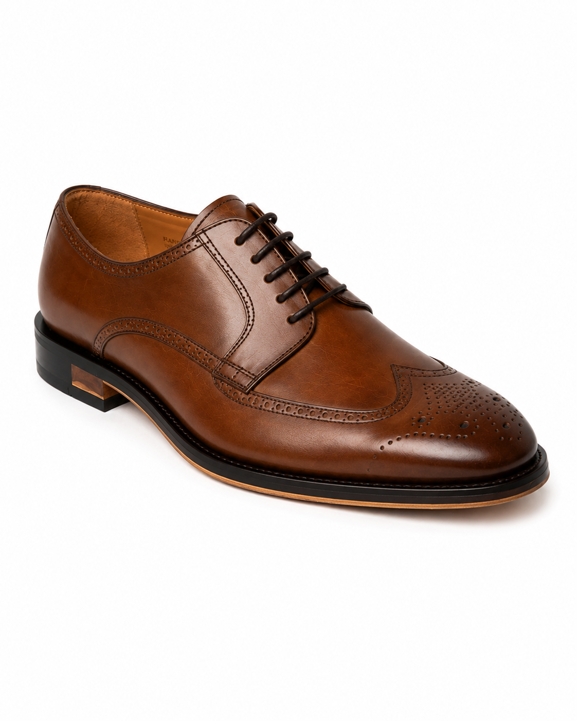 Height Increasing Magnifico Tan Leather Brogue Wingtip Derby Shoes