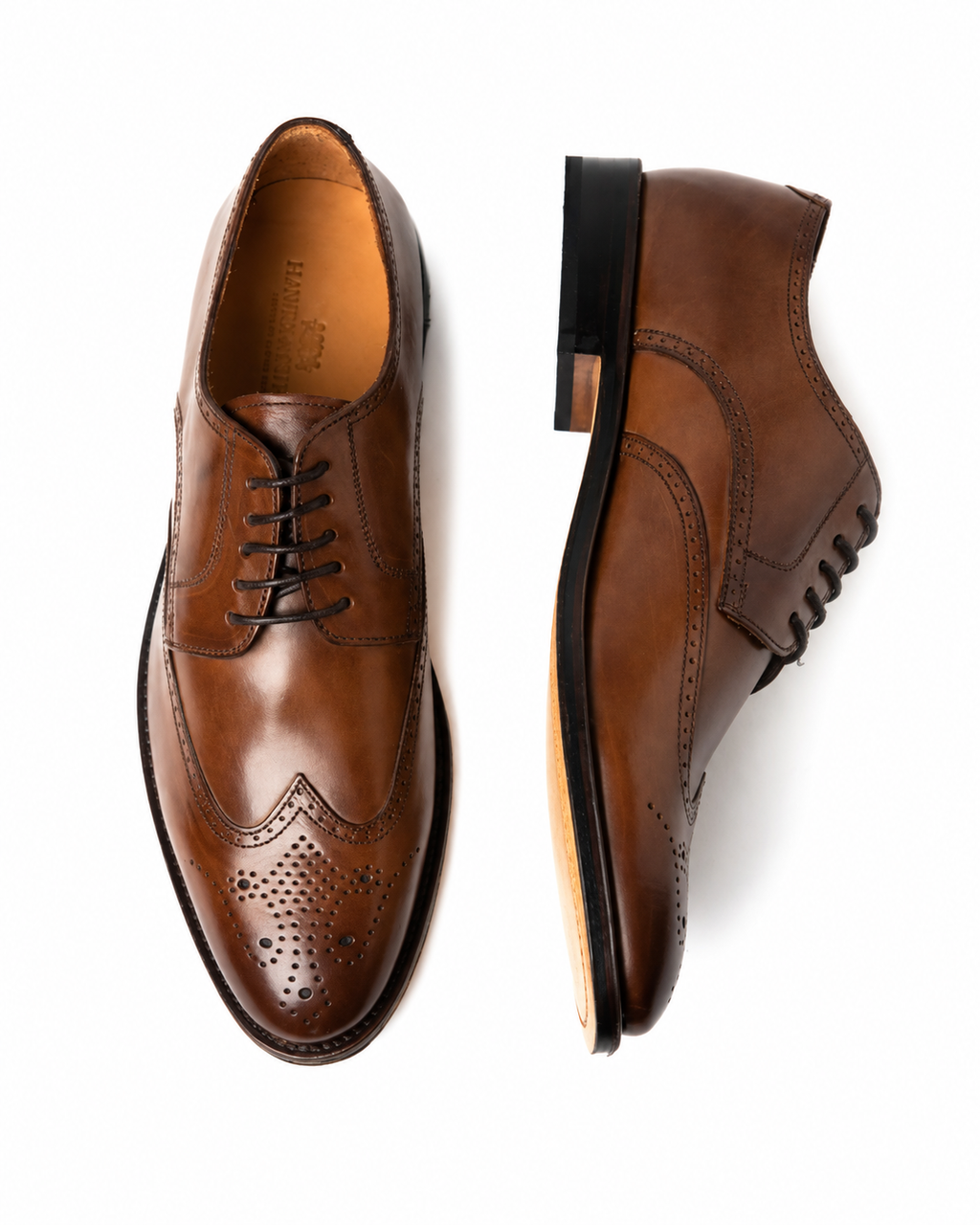 Height Increasing Magnifico Tan Leather Brogue Wingtip Derby Shoes