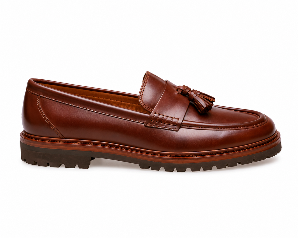 Height Increasing Vanguardia Brown Leather Chunky Tassel Loafers