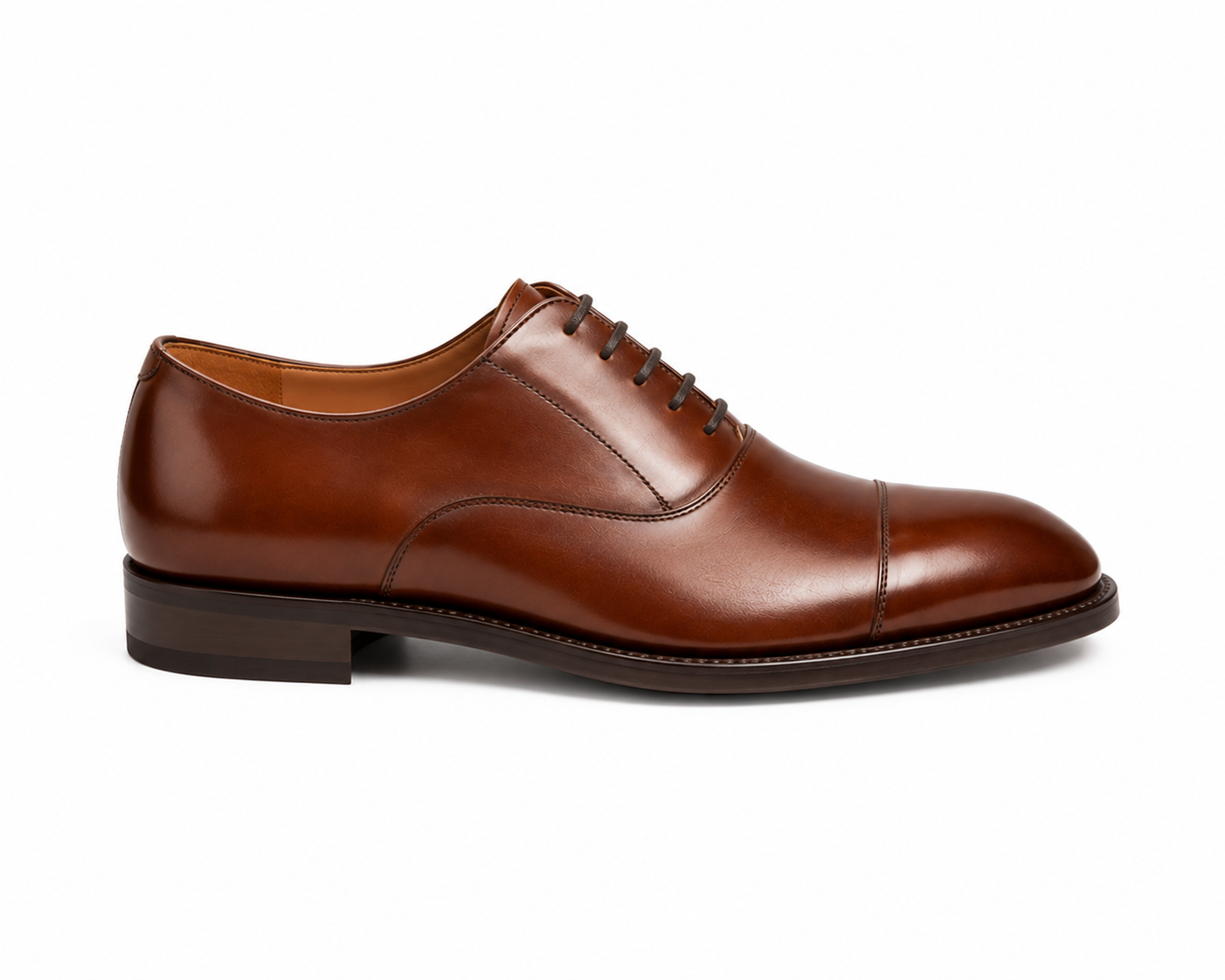 Height Increasing Passo Tan Leather Toe-Cap Oxford Shoes