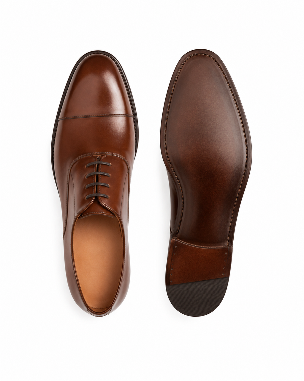 Height Increasing Passo Tan Leather Toe-Cap Oxford Shoes