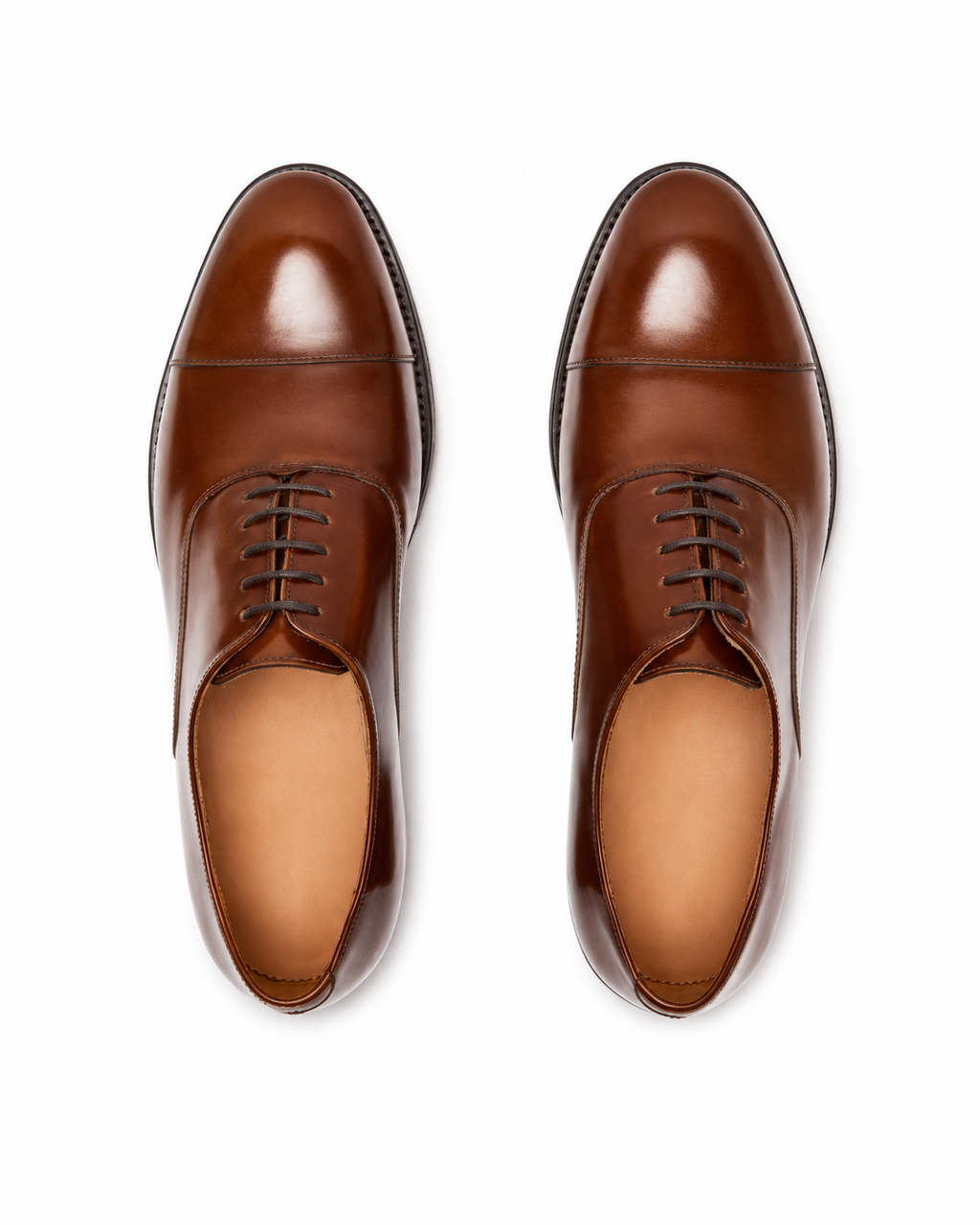 Height Increasing Passo Tan Leather Toe-Cap Oxford Shoes
