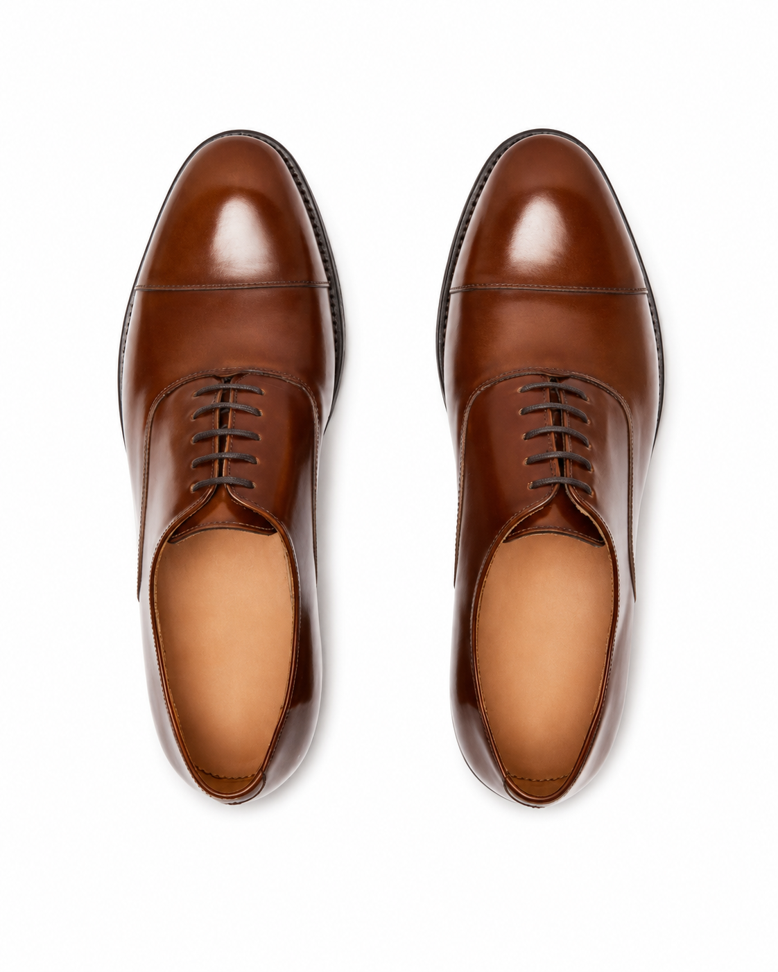 Height Increasing Passo Tan Leather Toe-Cap Oxford Shoes