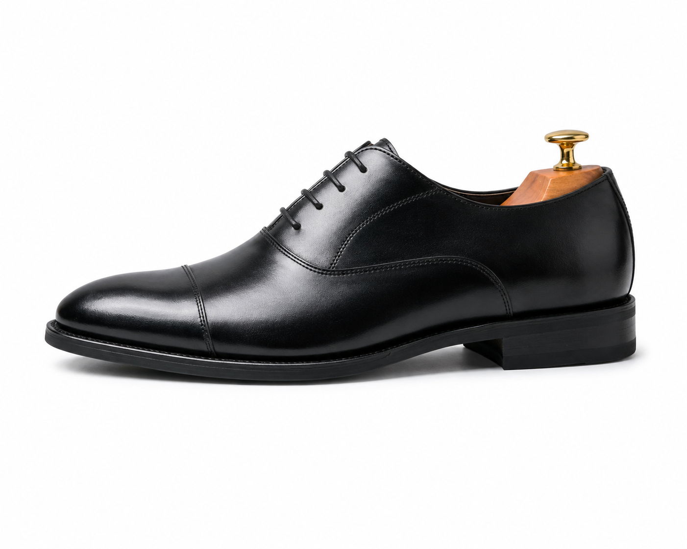 Height Increasing Imperium Black Leather Oxford Shoes