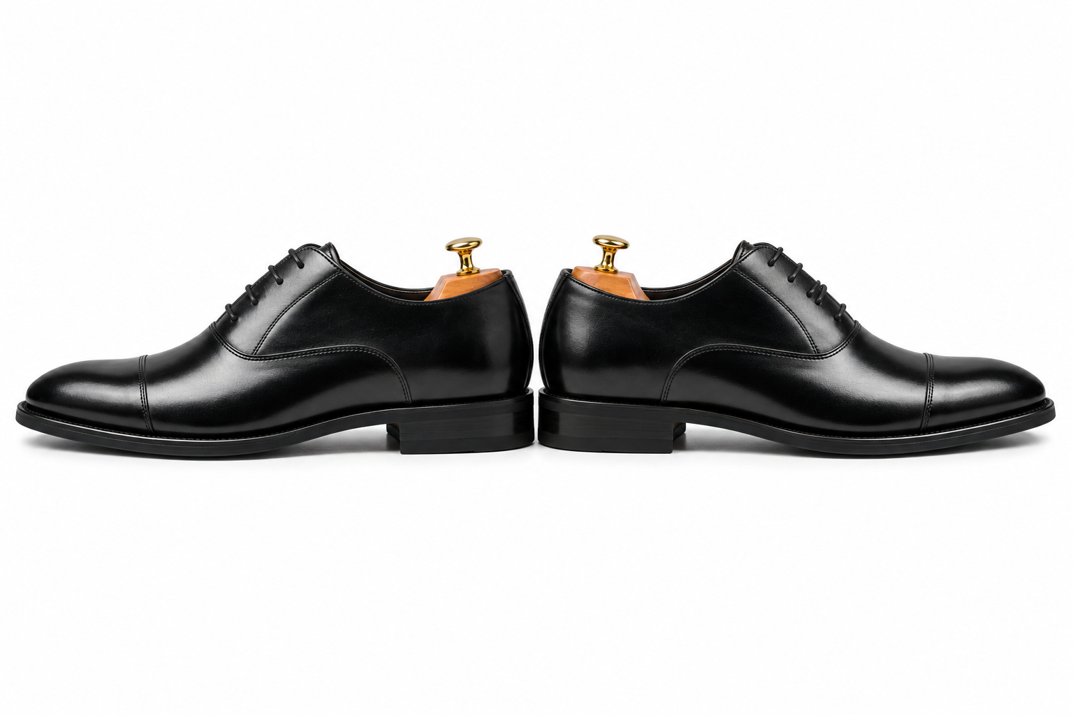 Height Increasing Imperium Black Leather Oxford Shoes