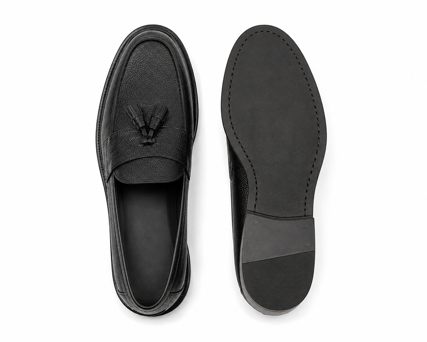 Height Increasing Nobile Black Leather Tassel Loafers