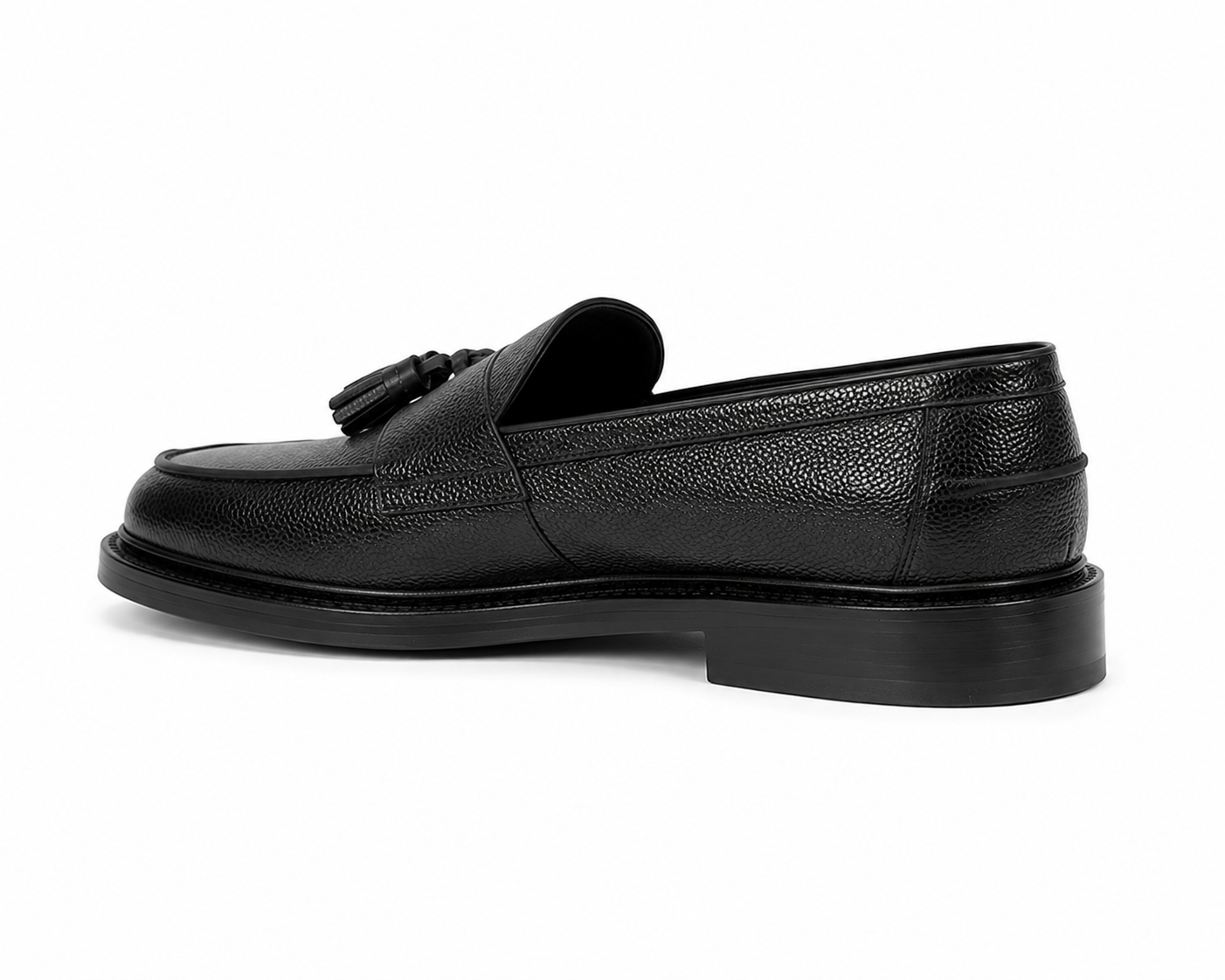 Height Increasing Nobile Black Leather Tassel Loafers