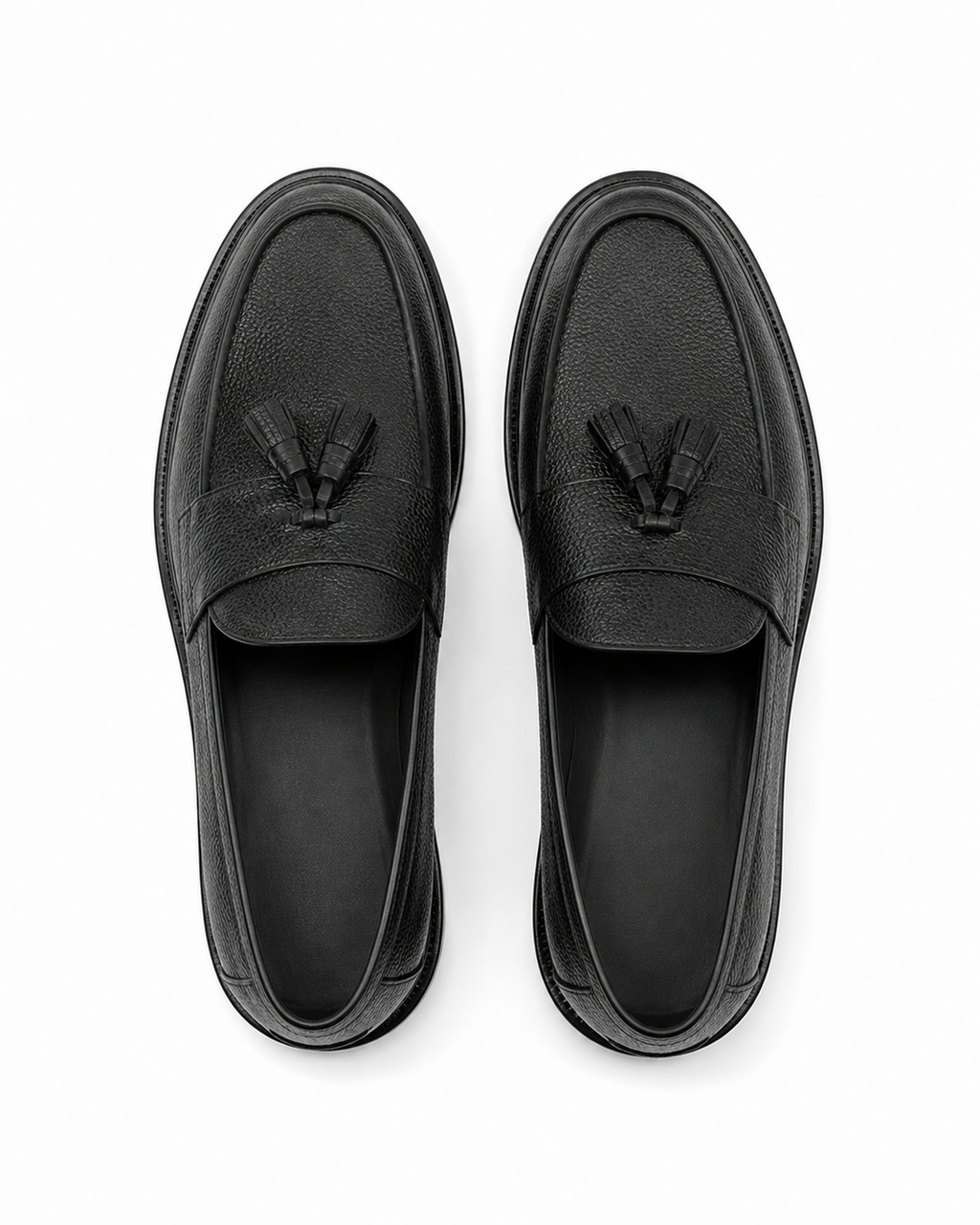 Height Increasing Nobile Black Leather Tassel Loafers