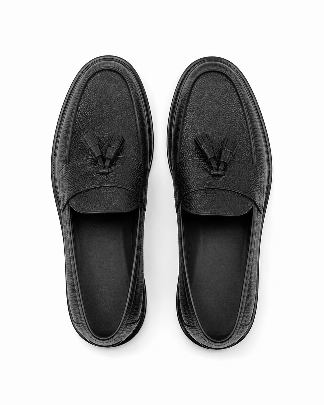 Height Increasing Nobile Black Leather Tassel Loafers