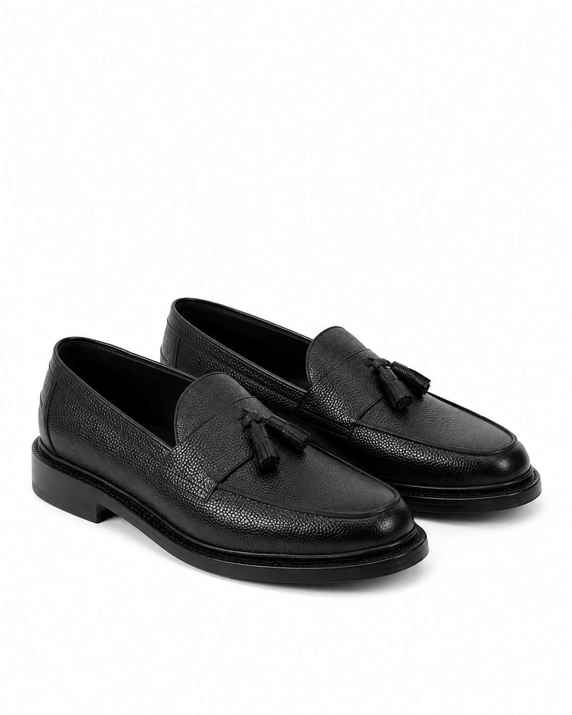 Height Increasing Nobile Black Leather Tassel Loafers