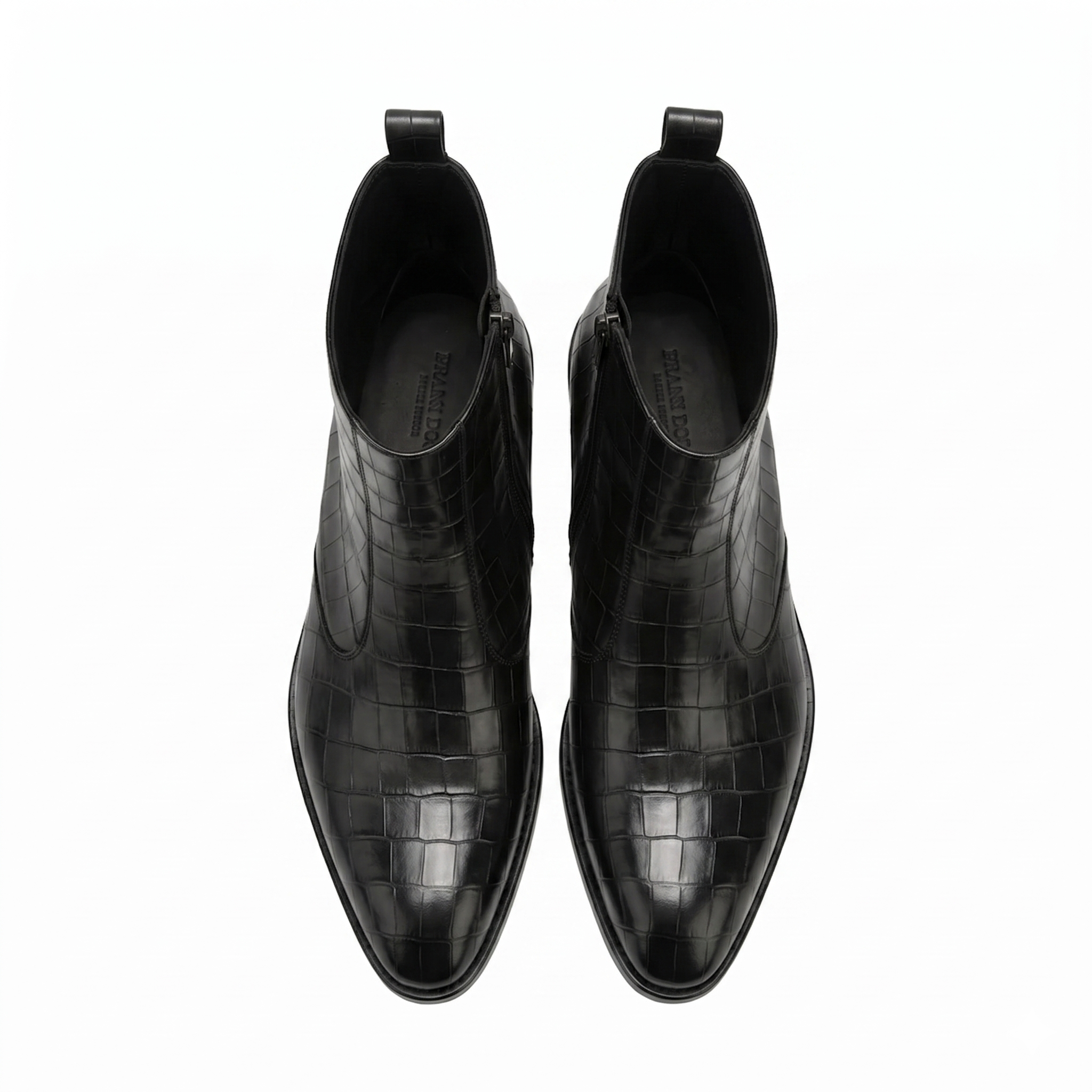 Height Increasing Scuro Black Crocodile Print Zipper Boots