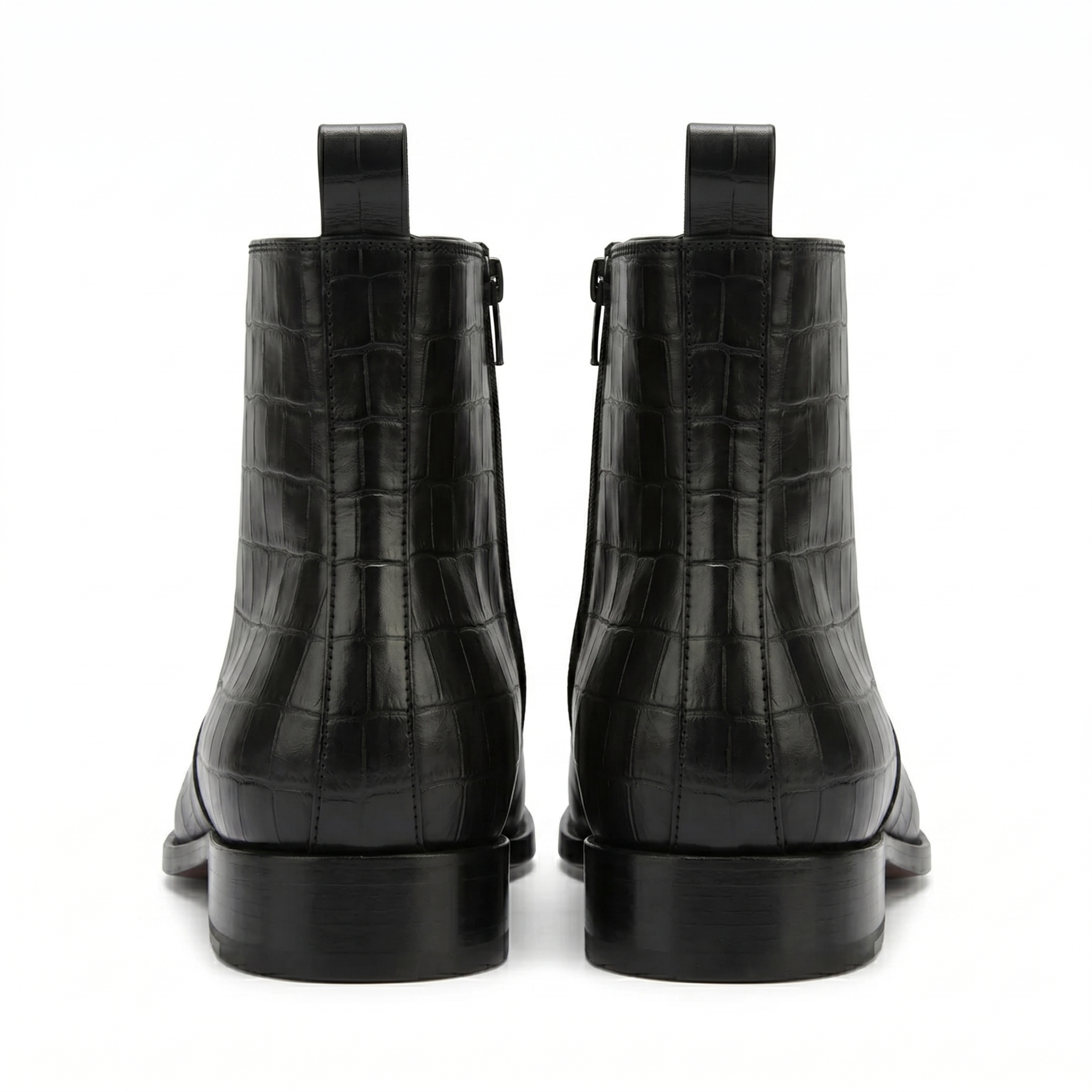 Height Increasing Scuro Black Crocodile Print Zipper Boots