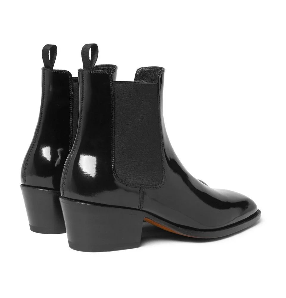 Black Patent-Leather Bolin Chelsea Boots - Bellora Italia