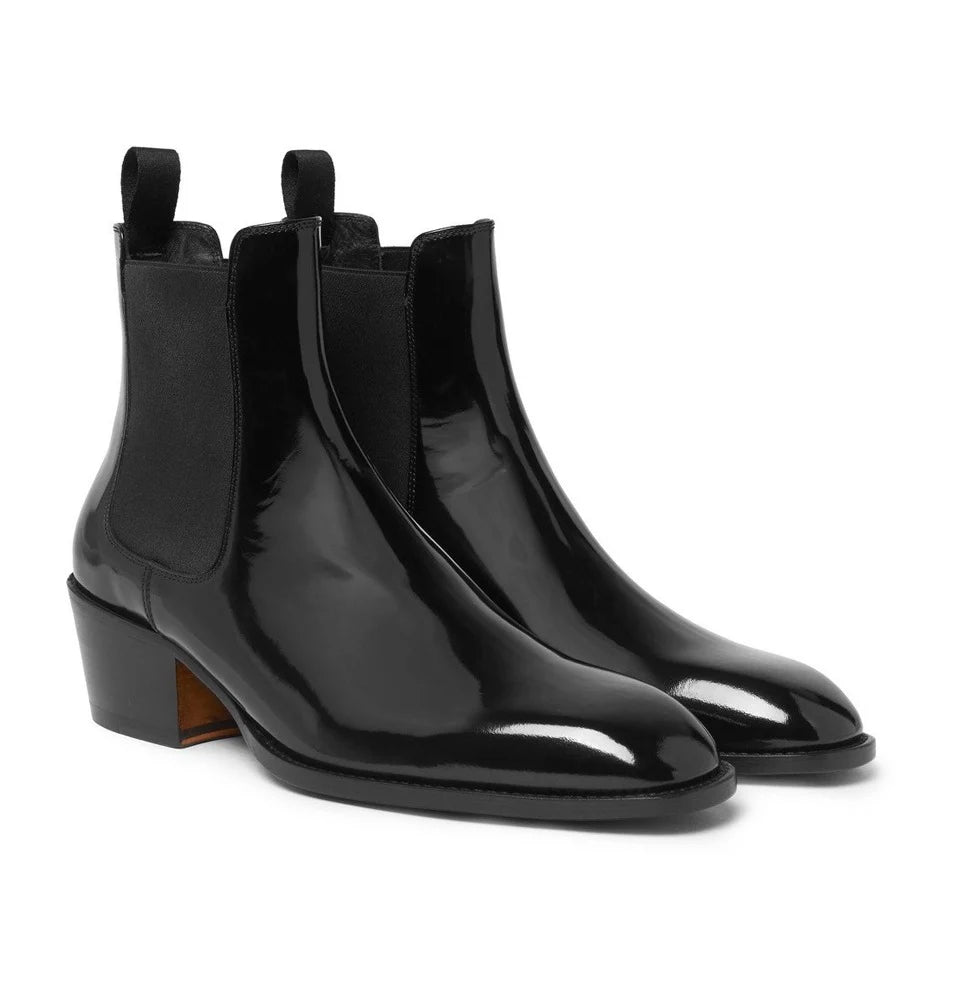Black Patent-Leather Bolin Chelsea Boots - Bellora Italia
