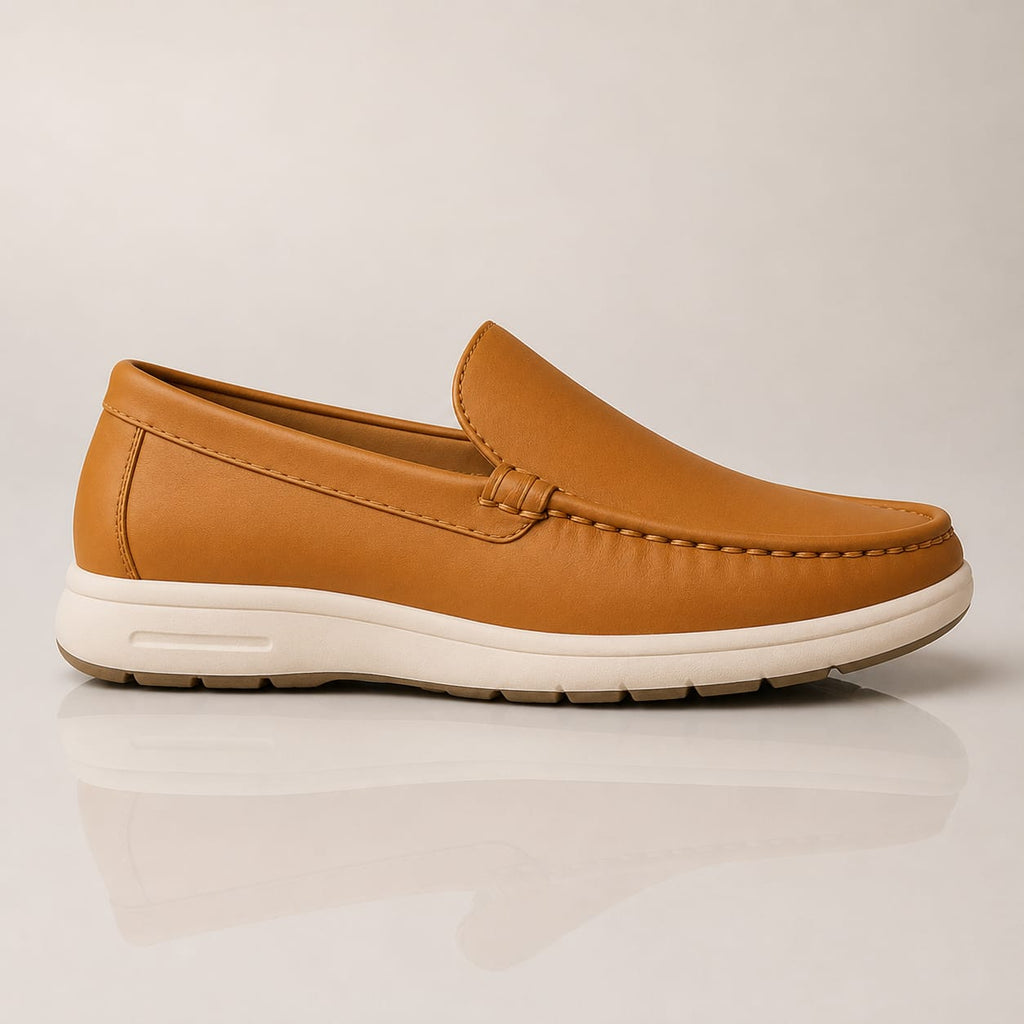 Tan Leather "Monza" Comfort Loafers