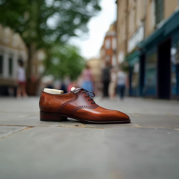 Tan Leather Elowet Brogue Oxfords - Formal Shoes