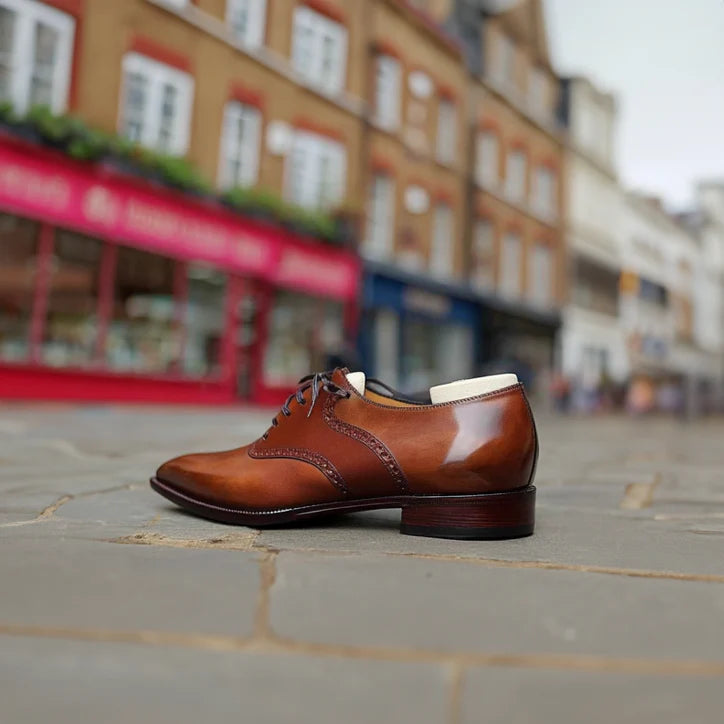 Tan Leather Elowet Brogue Oxfords - Formal Shoes