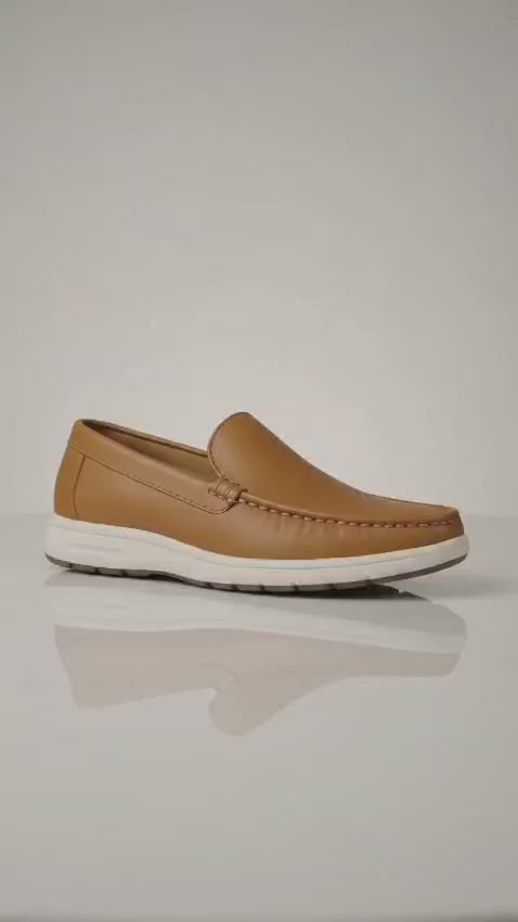 Tan Leather "Monza" Comfort Loafers