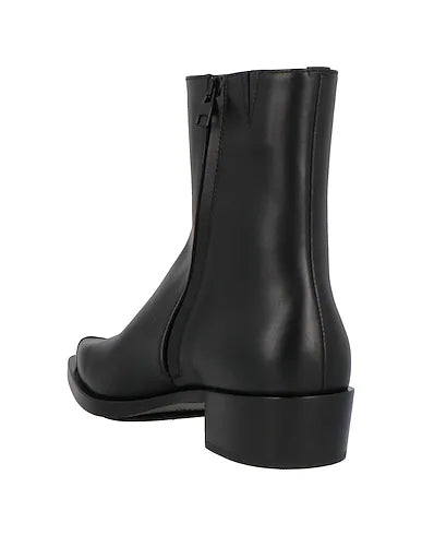 Black Leather "Imperio" Metal-Toe Zip Boots