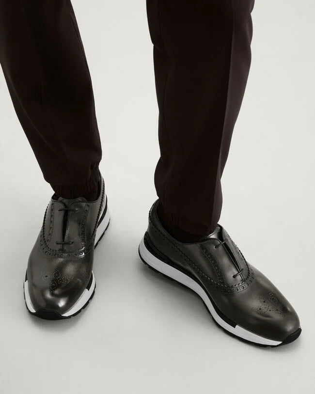Olive Leather "Torcello" Hybrid Wingtip Sneakers