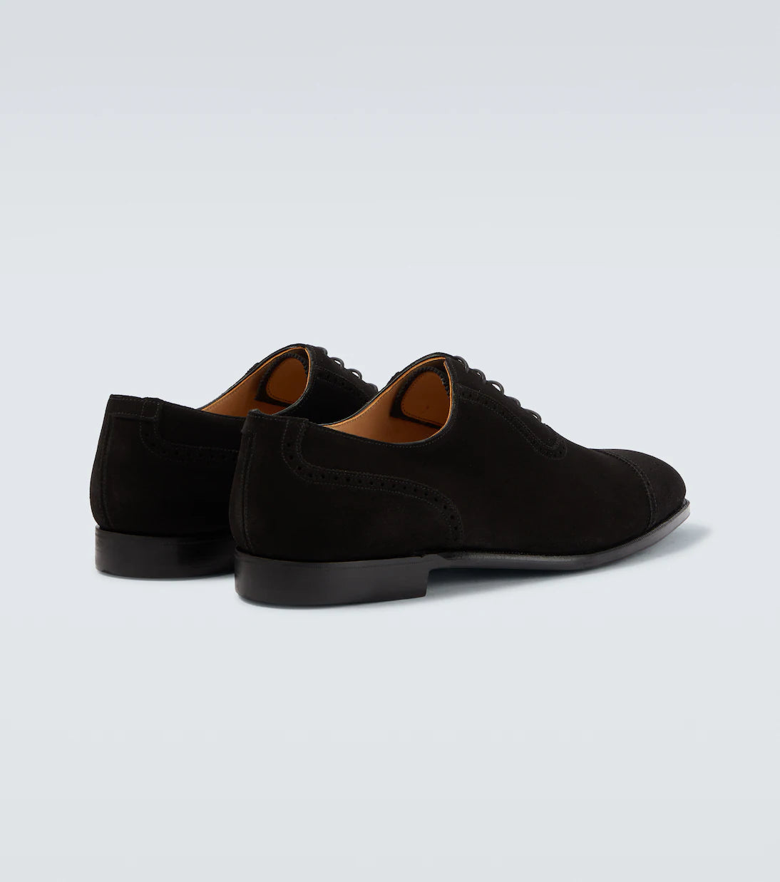 Height Increasing Black Suede "Lucerno" Cap-Toe Oxfords
