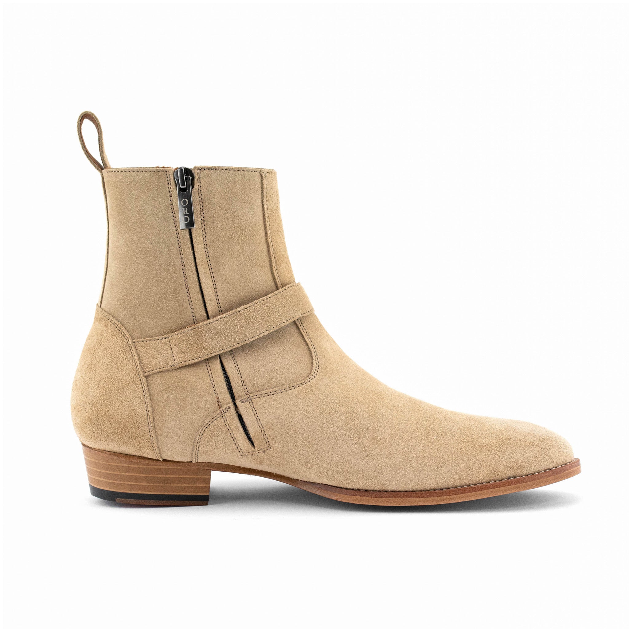 Height Increasing Ravello Beige Suede Jodhpur-Style Boots