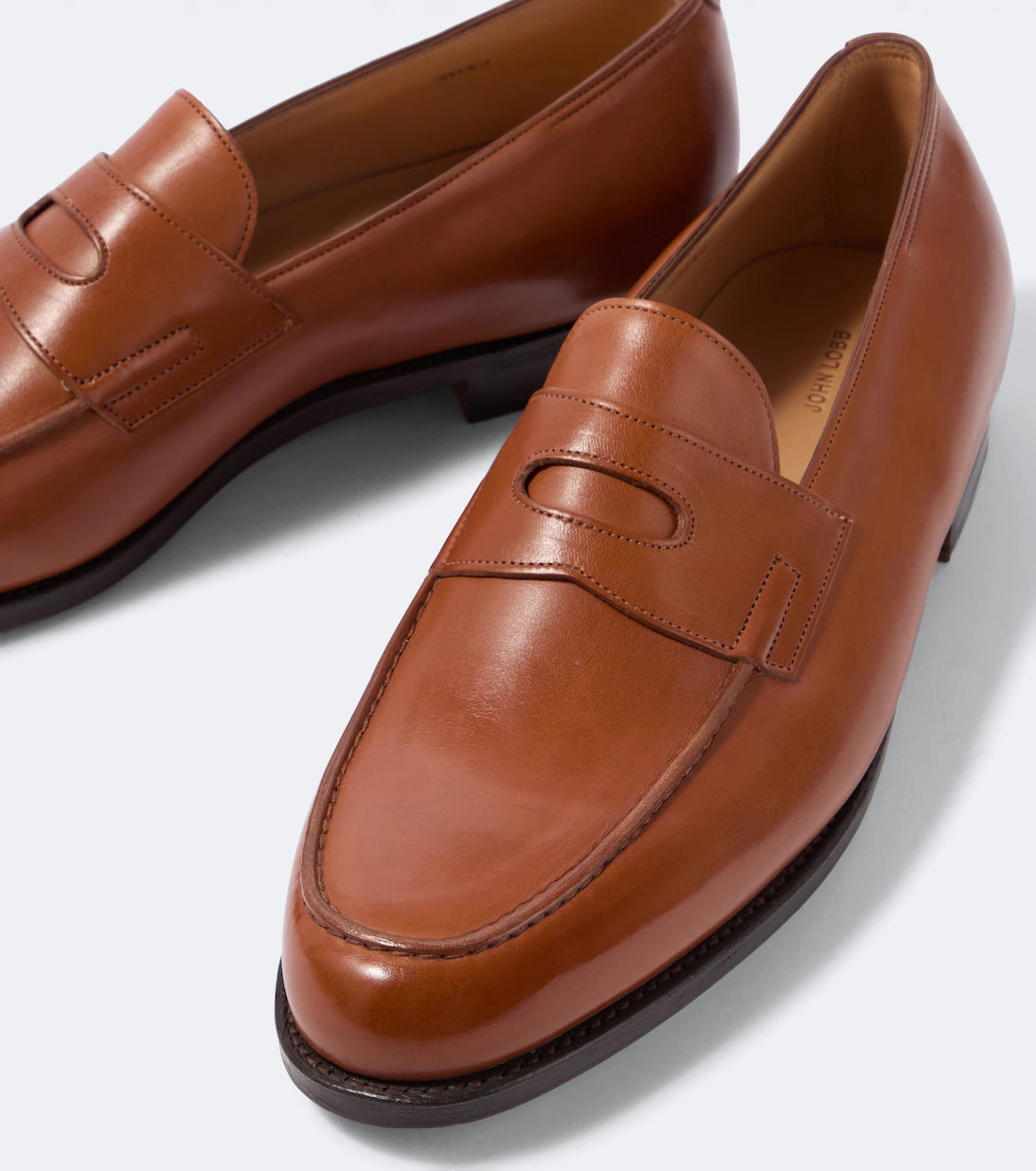 Height Increasing Tan Leather "Renzaro" Penny Loafers