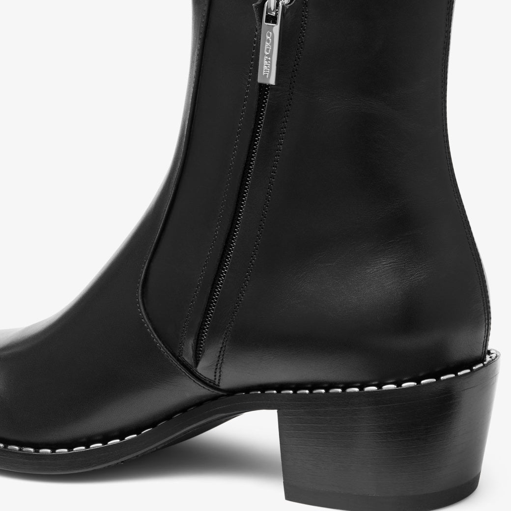 Black Leather "Varello" Zip Boots