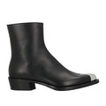 Black Leather "Imperio" Metal-Toe Zip Boots