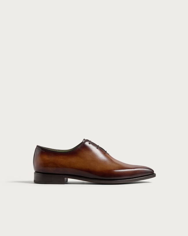Amber Patina Leather "Novante" Wholecut Oxfords