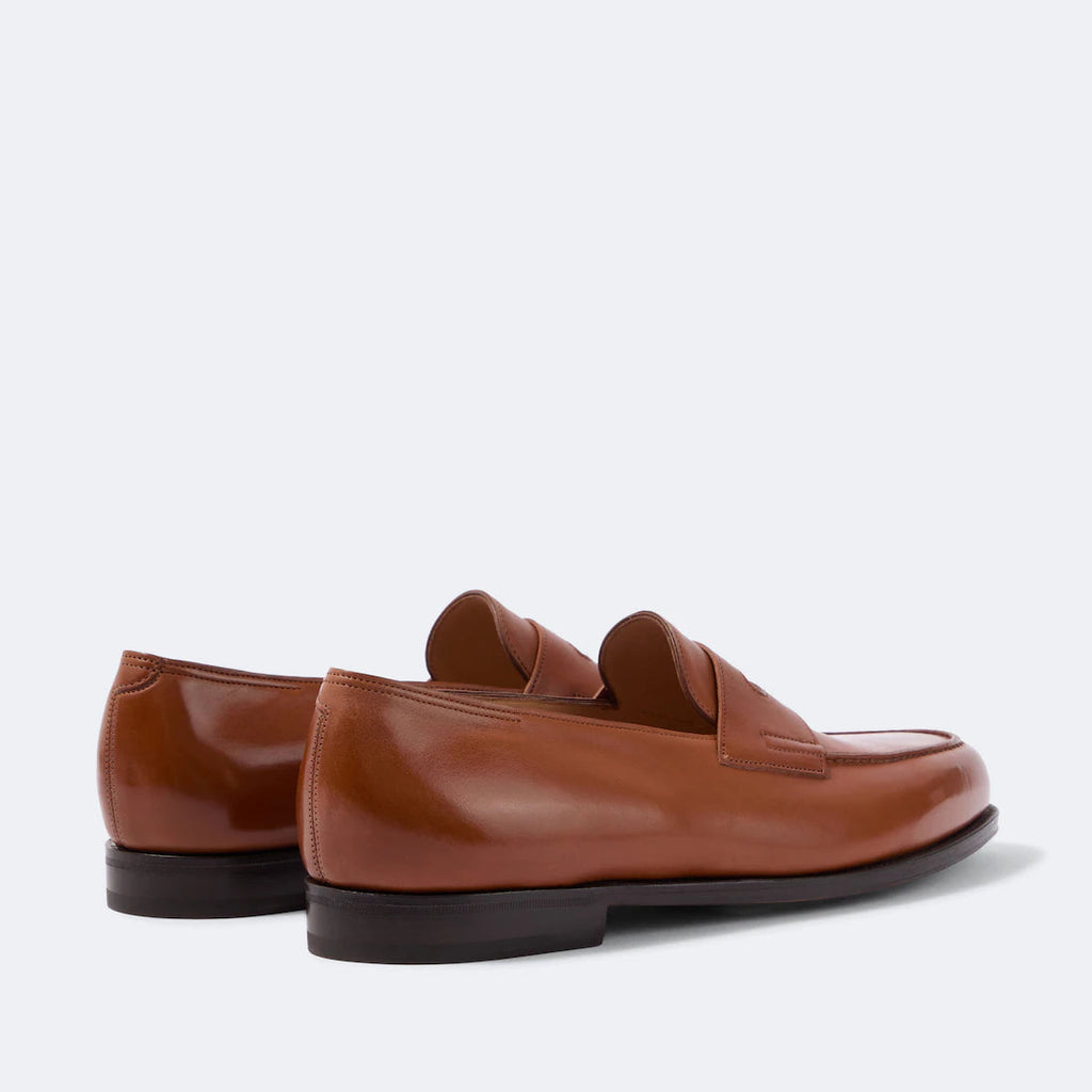 Height Increasing Tan Leather "Renzaro" Penny Loafers