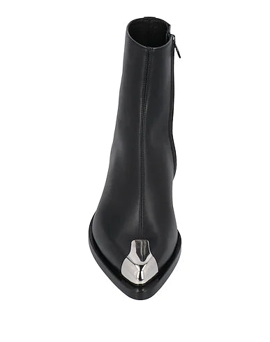 Black Leather "Imperio" Metal-Toe Zip Boots