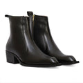 Black Leather Corsaro Cuban Heel Zipper Boots
