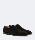 Height Increasing Black Suede "Lucerno" Cap-Toe Oxfords