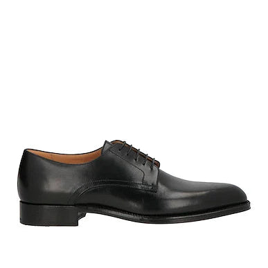 Black Leather "Lucente" Plain Derby Shoes
