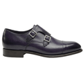 Handcrafted Deep Purple Leather Monje Double Monk Strap Shoes - Cap Toe Dress Shoes