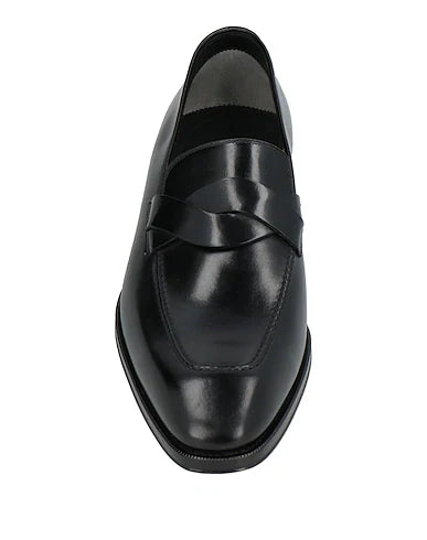 Height Increasing Serafino Black Leather Penny Loafers
