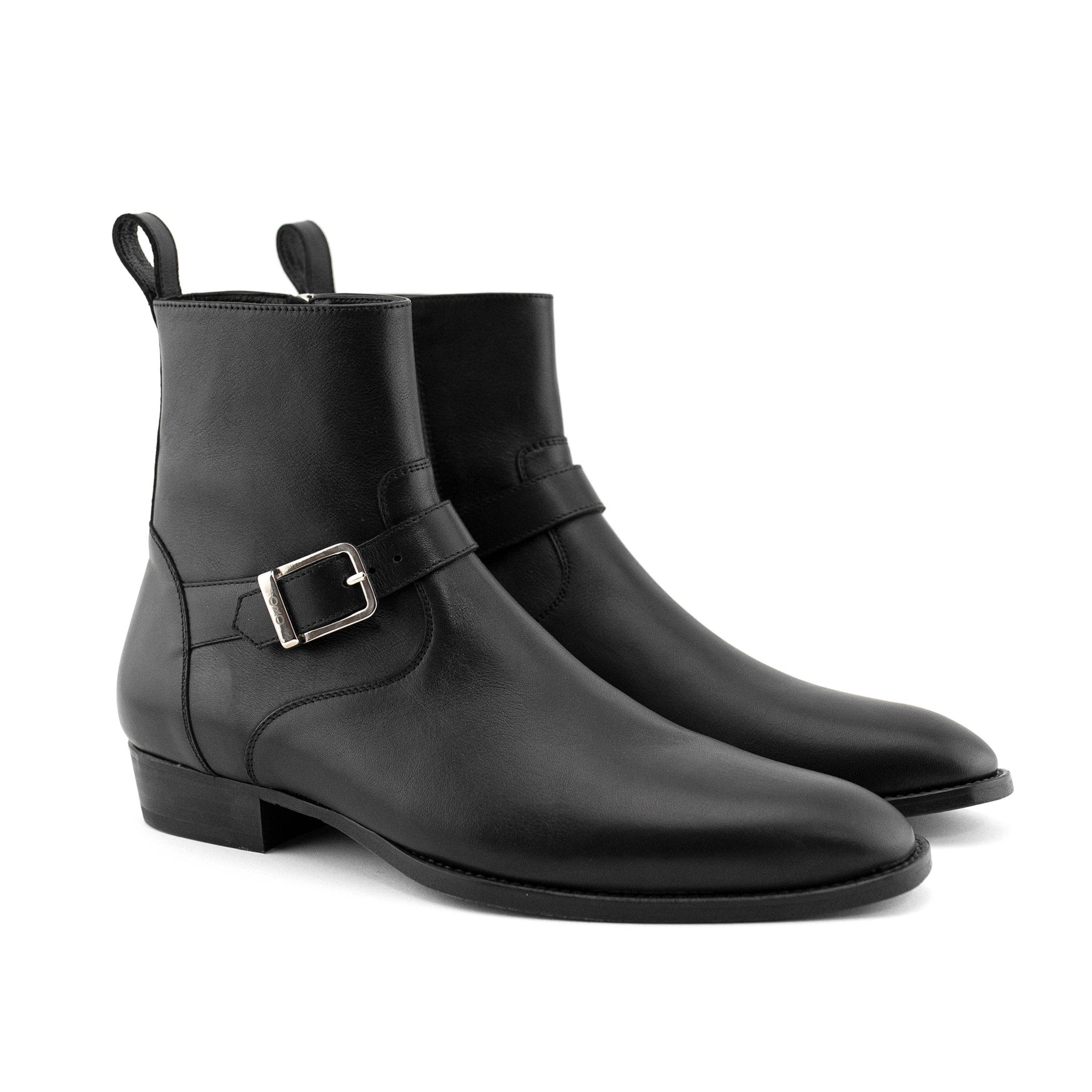 Height Increasing Vittorio Black Leather Jodhpur-Style Boots