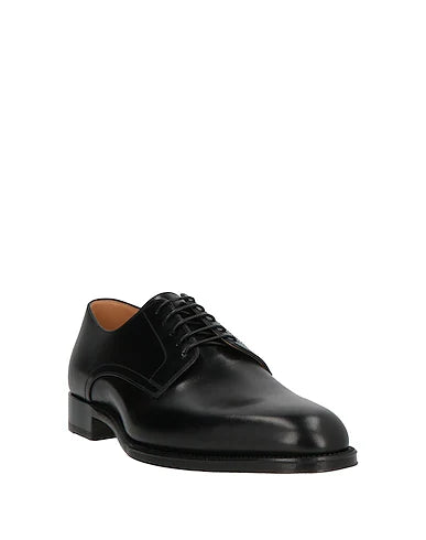 Black Leather "Lucente" Plain Derby Shoes