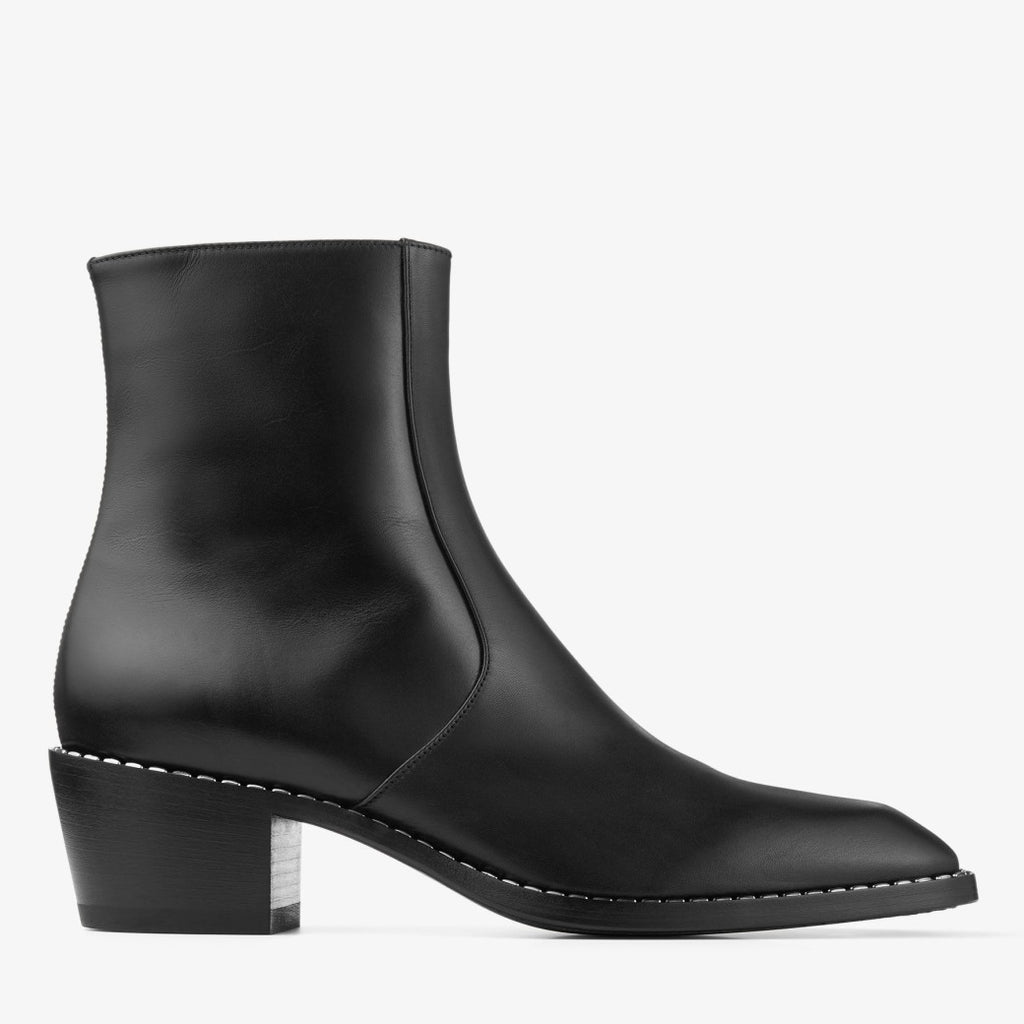 Black Leather "Varello" Zip Boots