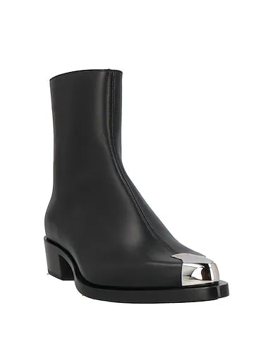 Black Leather "Imperio" Metal-Toe Zip Boots