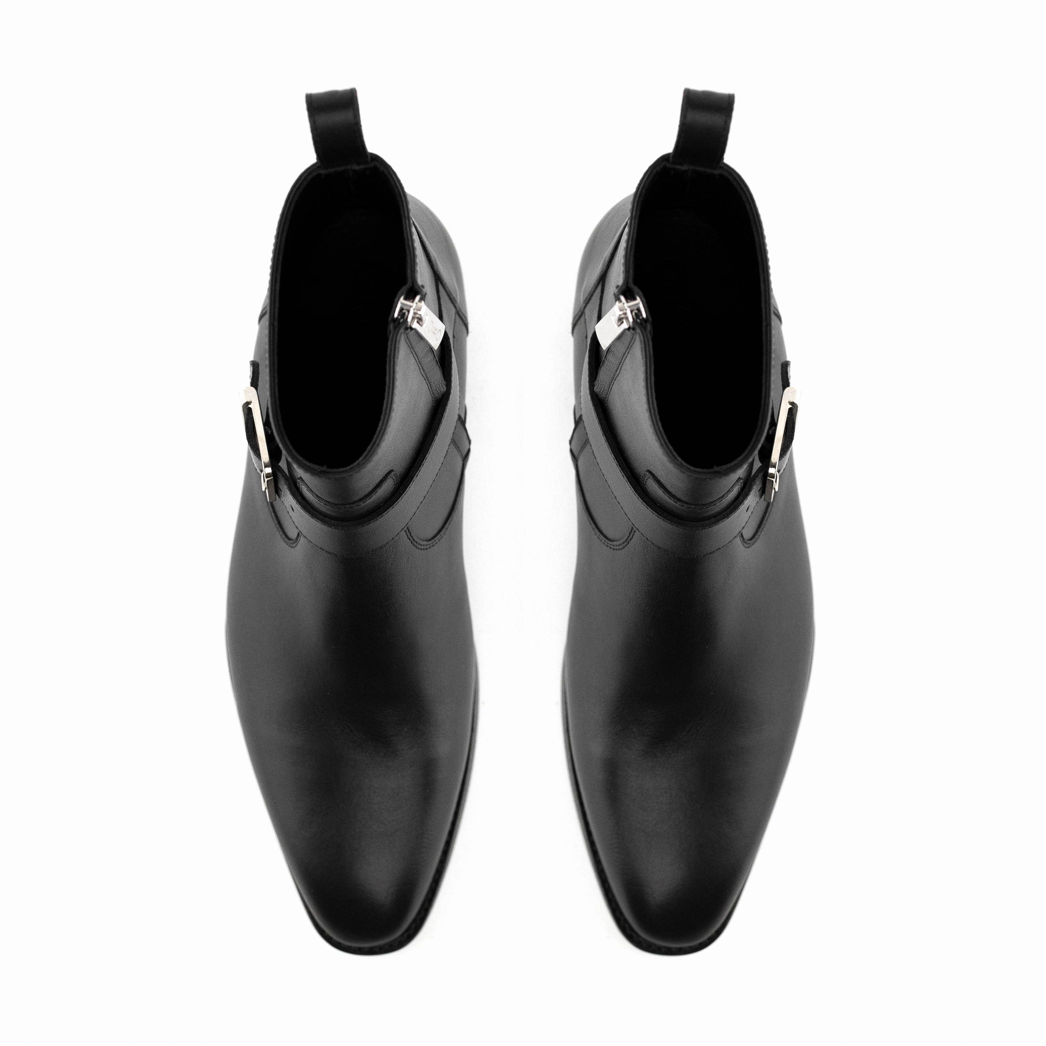 Height Increasing Vittorio Black Leather Jodhpur-Style Boots