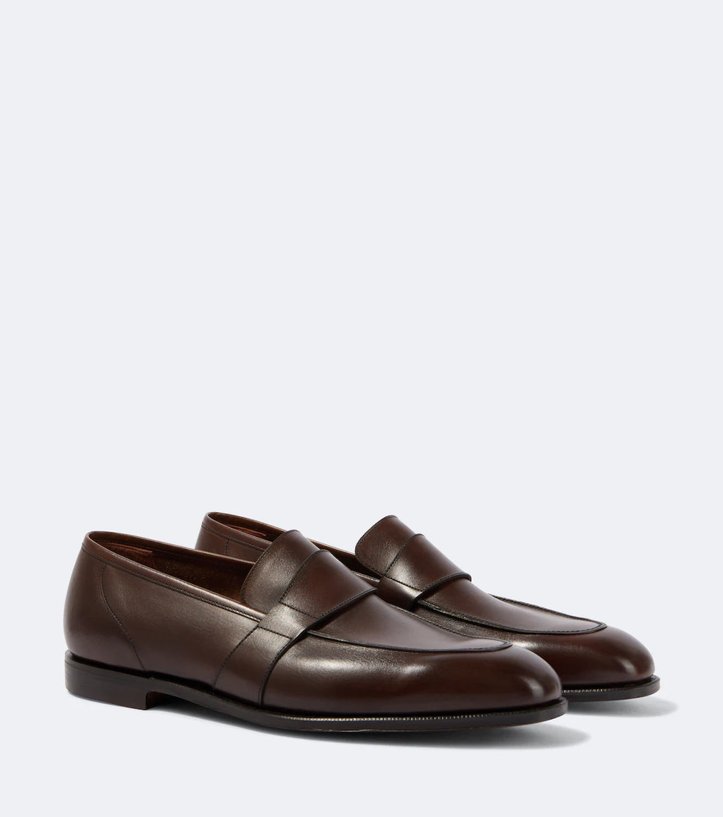 Dark Brown Leather "Torvani" Penny Loafers