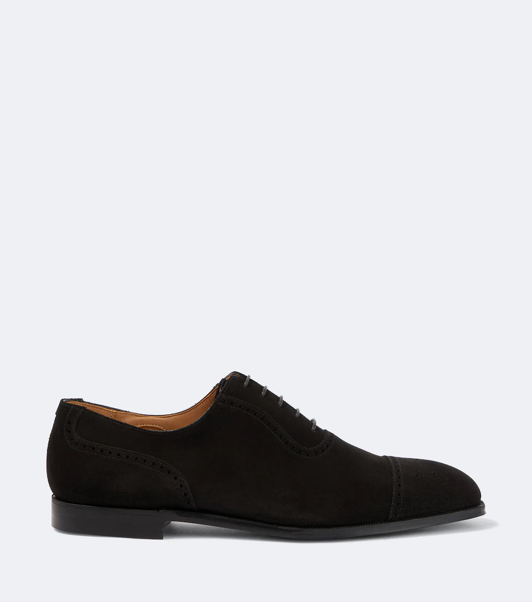 Height Increasing Black Suede "Lucerno" Cap-Toe Oxfords