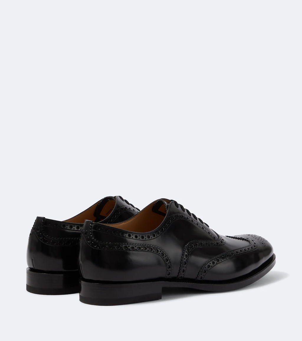 Black Leather "Valenzo" Full Brogue Oxfords