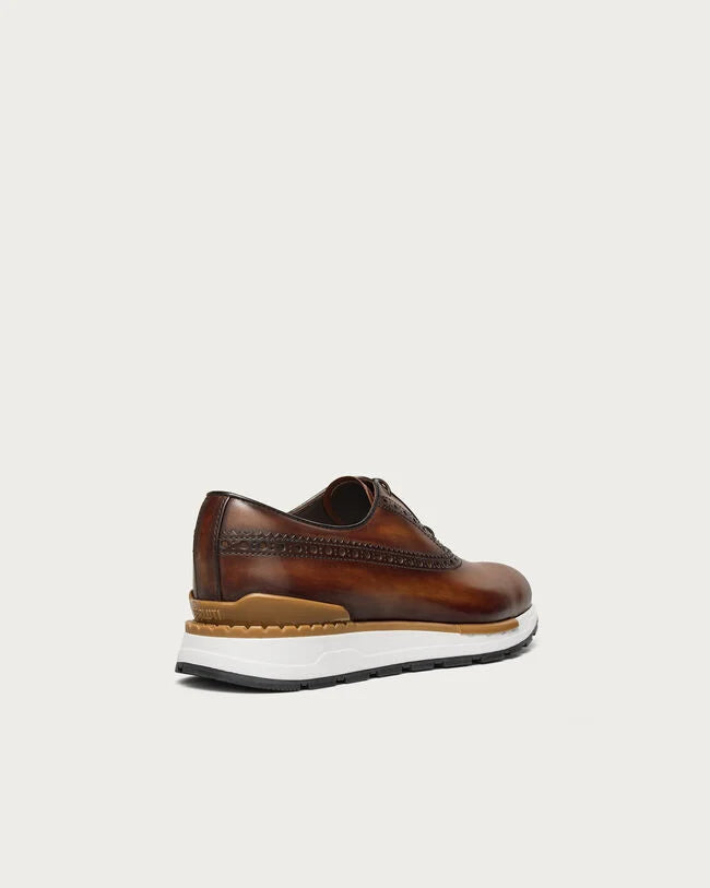 Cognac Patina Leather "Bravino" Hybrid Wingtip Sneakers