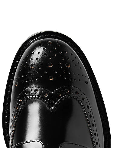 Height Increasing Castello Black Leather Wingtip Derby Shoes